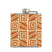 Ikat Aztec Pattern - Mandarijns and Light Oranje Heupfles (Achterkant)