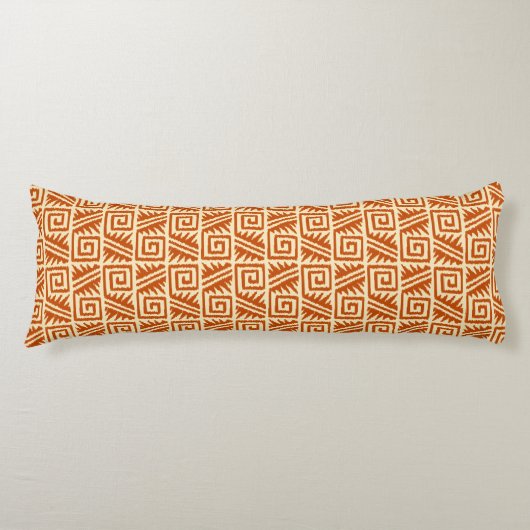 Ikat Aztec Pattern - Mandarijns and Light Oranje Lichaamskussen (Voorkant)