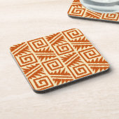 Ikat Aztec Pattern - Mandarijns and Light Oranje Onderzetter (Linkerzijde)