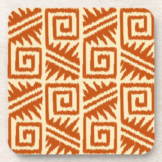Ikat Aztec Pattern - Mandarijns and Light Oranje Onderzetter (Voorkant)