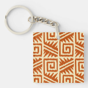 Ikat Aztec Pattern - Mandarijns and Light Oranje Sleutelhanger