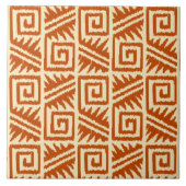 Ikat Aztec Pattern - Mandarijns and Light Oranje Tegeltje (Voorkant)