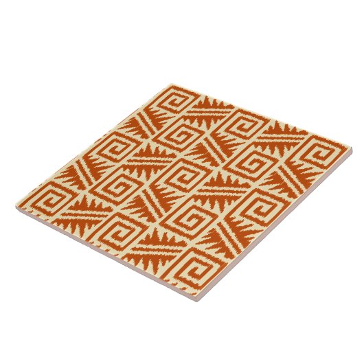 Ikat Aztec Pattern - Mandarijns and Light Oranje Tegeltje (Zijkant)