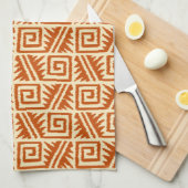 Ikat Aztec Pattern - Mandarijns and Light Oranje Theedoek (Quarter Fold)