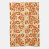 Ikat Aztec Pattern - Mandarijns and Light Oranje Theedoek (Verticaal)