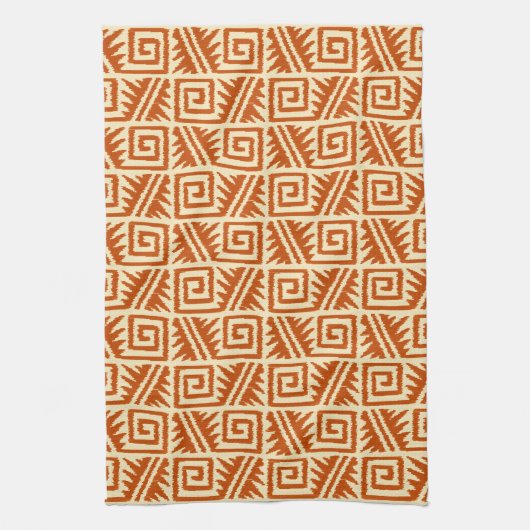 Ikat Aztec Pattern - Mandarijns and Light Oranje Theedoek (Verticaal)