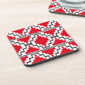 Ikat Aztec Pattern - Red, Black en White Bier Onderzetter (Linkerzijde)