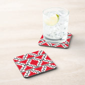 Ikat Aztec Pattern - Red, Black en White Bier Onderzetter (Rechterzijde)