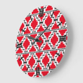 Ikat Aztec Pattern - Red, Black en White Grote Klok (Hoek)