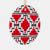 Ikat Aztec Pattern - Red, Black en White Keramisch Ornament (Rechts)