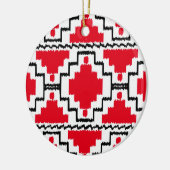 Ikat Aztec Pattern - Red, Black en White Keramisch Ornament (Links)