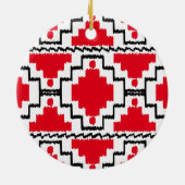 Ikat Aztec Pattern - Red, Black en White Keramisch Ornament (Achterkant)