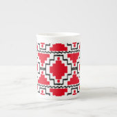 Ikat Aztec Pattern - Red, Black en White Porselein Kop (Voorkant)