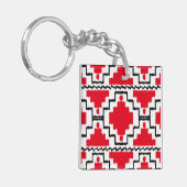 Ikat Aztec Pattern - Red, Black en White Sleutelhanger (Voorkant Links)