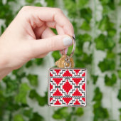 Ikat Aztec Pattern - Red, Black en White Sleutelhanger (Hand)