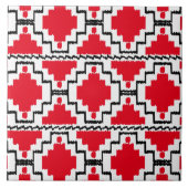 Ikat Aztec Pattern - Red, Black en White Tegeltje (Voorkant)