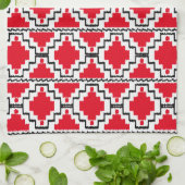 Ikat Aztec Pattern - Red, Black en White Theedoek (Gevouwen)