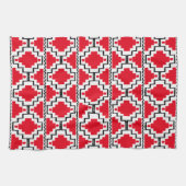 Ikat Aztec Pattern - Red, Black en White Theedoek (Horizontaal)