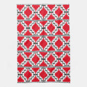 Ikat Aztec Pattern - Red, Black en White Theedoek (Verticaal)