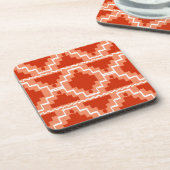 Ikat Aztec Pattern - Rust, Oranje en wit Bier Onderzetter (Linkerzijde)