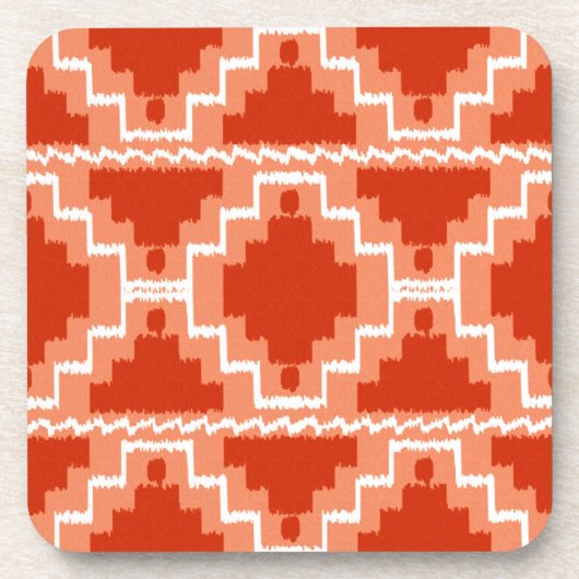 Ikat Aztec Pattern - Rust, Oranje en wit Bier Onderzetter (Voorkant)