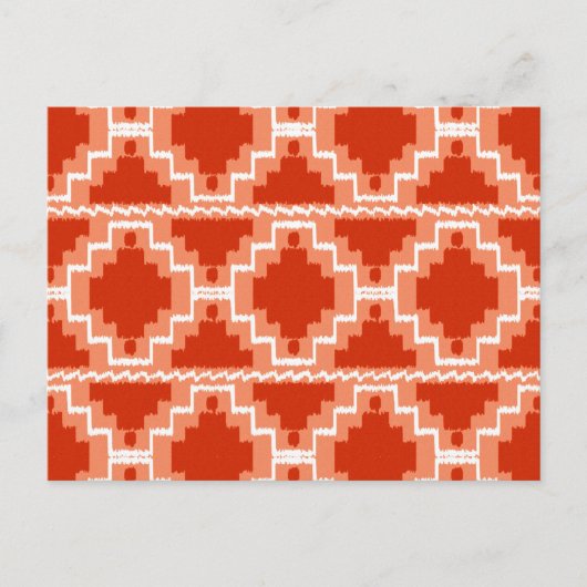 Ikat Aztec Pattern - Rust, Oranje en wit Briefkaart (Voorkant)