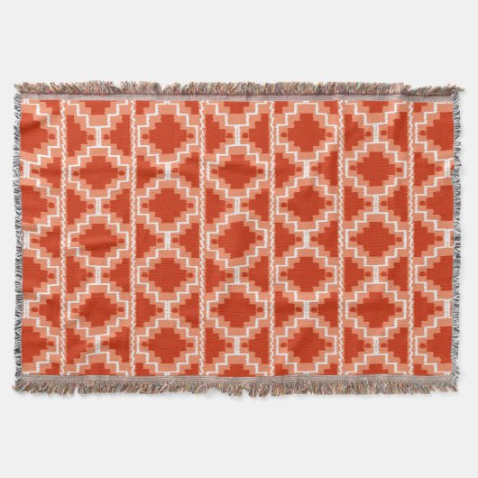 Ikat Aztec Pattern - Rust, Oranje en wit Deken (Voorkant)
