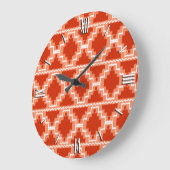 Ikat Aztec Pattern - Rust, Oranje en wit Grote Klok (Hoek)