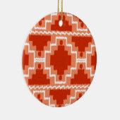 Ikat Aztec Pattern - Rust, Oranje en wit Keramisch Ornament (Rechts)