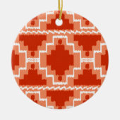 Ikat Aztec Pattern - Rust, Oranje en wit Keramisch Ornament (Voorkant)
