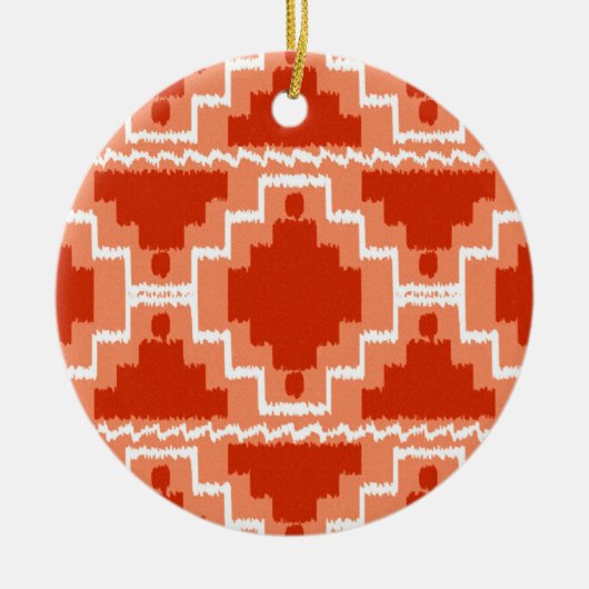 Ikat Aztec Pattern - Rust, Oranje en wit Keramisch Ornament (Voorkant)