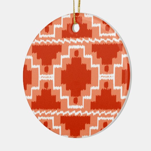 Ikat Aztec Pattern - Rust, Oranje en wit Keramisch Ornament (Links)