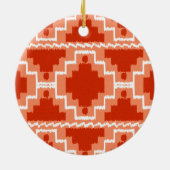 Ikat Aztec Pattern - Rust, Oranje en wit Keramisch Ornament (Achterkant)