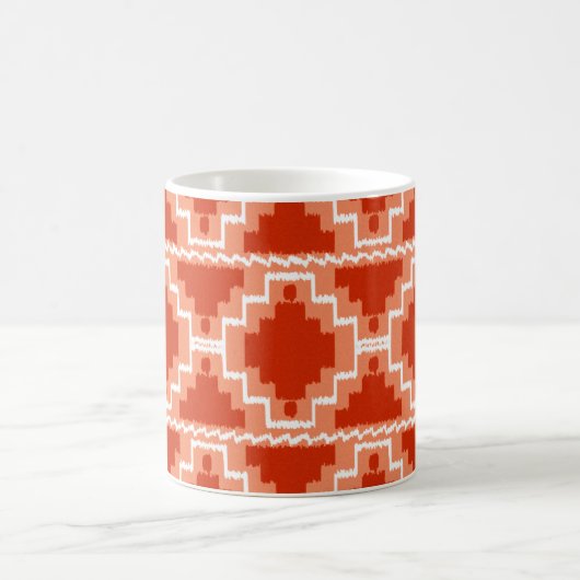 Ikat Aztec Pattern - Rust, Oranje en wit Koffiemok (Center)