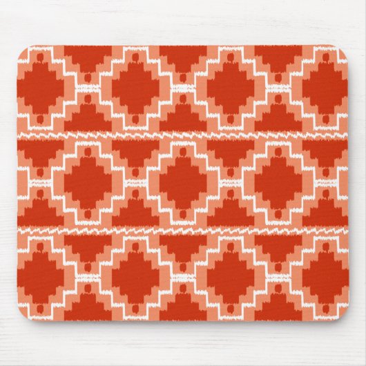 Ikat Aztec Pattern - Rust, Oranje en wit Muismat (Voorkant)