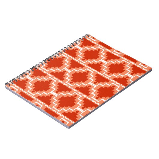Ikat Aztec Pattern - Rust, Oranje en wit Notitieboek (Linkerzijde)