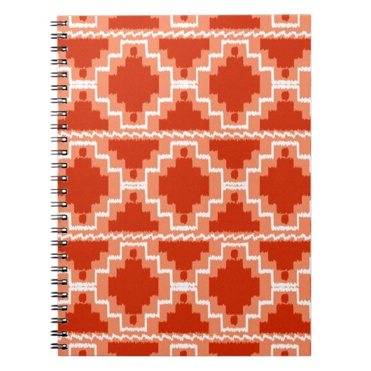 Ikat Aztec Pattern - Rust, Oranje en wit Notitieboek (Voorkant)