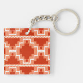 Ikat Aztec Pattern - Rust, Oranje en wit Sleutelhanger (Achterkant)