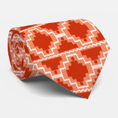 Ikat Aztec Pattern - Rust, Oranje en wit Stropdas (Opgerold)
