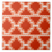 Ikat Aztec Pattern - Rust, Oranje en wit Tegeltje (Voorkant)