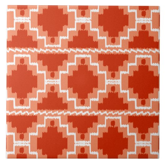 Ikat Aztec Pattern - Rust, Oranje en wit Tegeltje (Voorkant)
