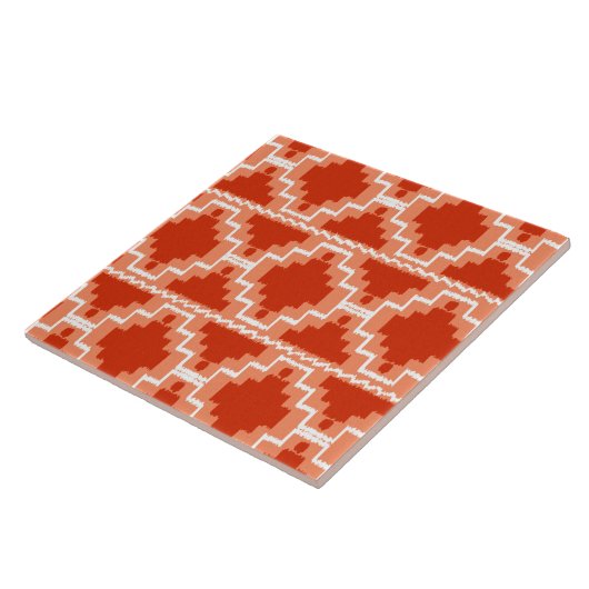 Ikat Aztec Pattern - Rust, Oranje en wit Tegeltje (Zijkant)