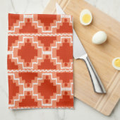 Ikat Aztec Pattern - Rust, Oranje en wit Theedoek (Quarter Fold)