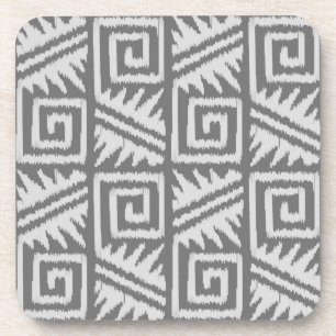 Ikat Aztec Pattern - Shades of Grey / Grey Bier Onderzetter