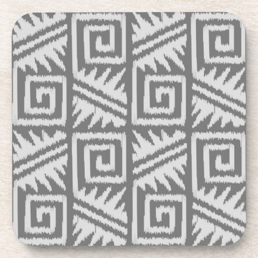 Ikat Aztec Pattern - Shades of Grey / Grey Bier Onderzetter (Voorkant)