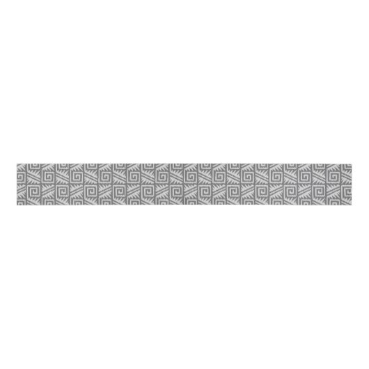 Ikat Aztec Pattern - Shades of Grey / Grey Grosgrain Lint (Voorkant)