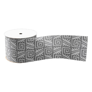 Ikat Aztec Pattern - Shades of Grey / Grey Grosgrain Lint