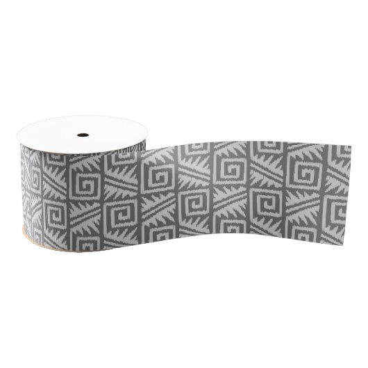 Ikat Aztec Pattern - Shades of Grey / Grey Grosgrain Lint (Spoel)