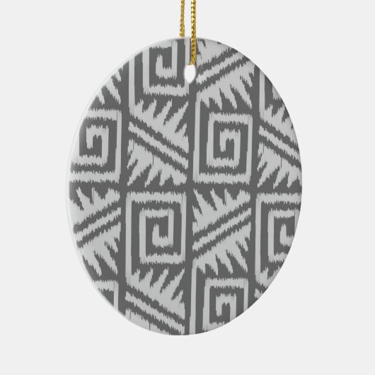 Ikat Aztec Pattern - Shades of Grey / Grey Keramisch Ornament (Rechts)