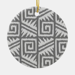 Ikat Aztec Pattern - Shades of Grey / Grey Keramisch Ornament